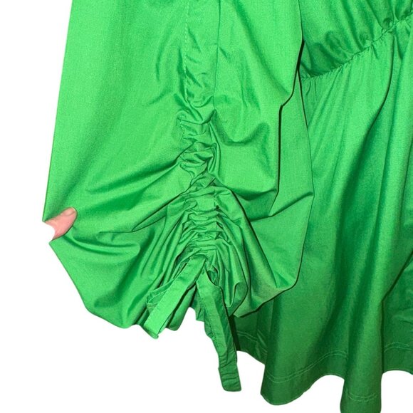 NWT Beulah Womens Green Empire Waist Party Dress Puff Sleeves Adjustable Ties S - Picture 11 of 13